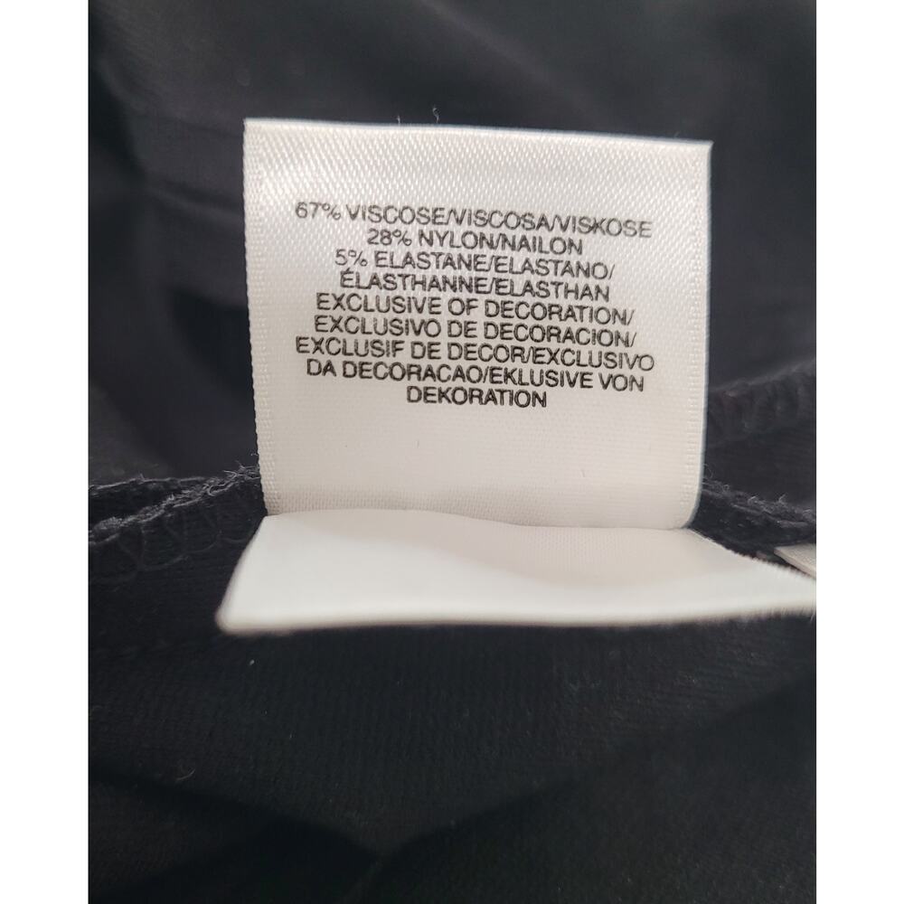 Anne Klein Black Long Sleeve Ruched Minimalist Stretch Sheath Midi Dress Small - Picture 7 of 9